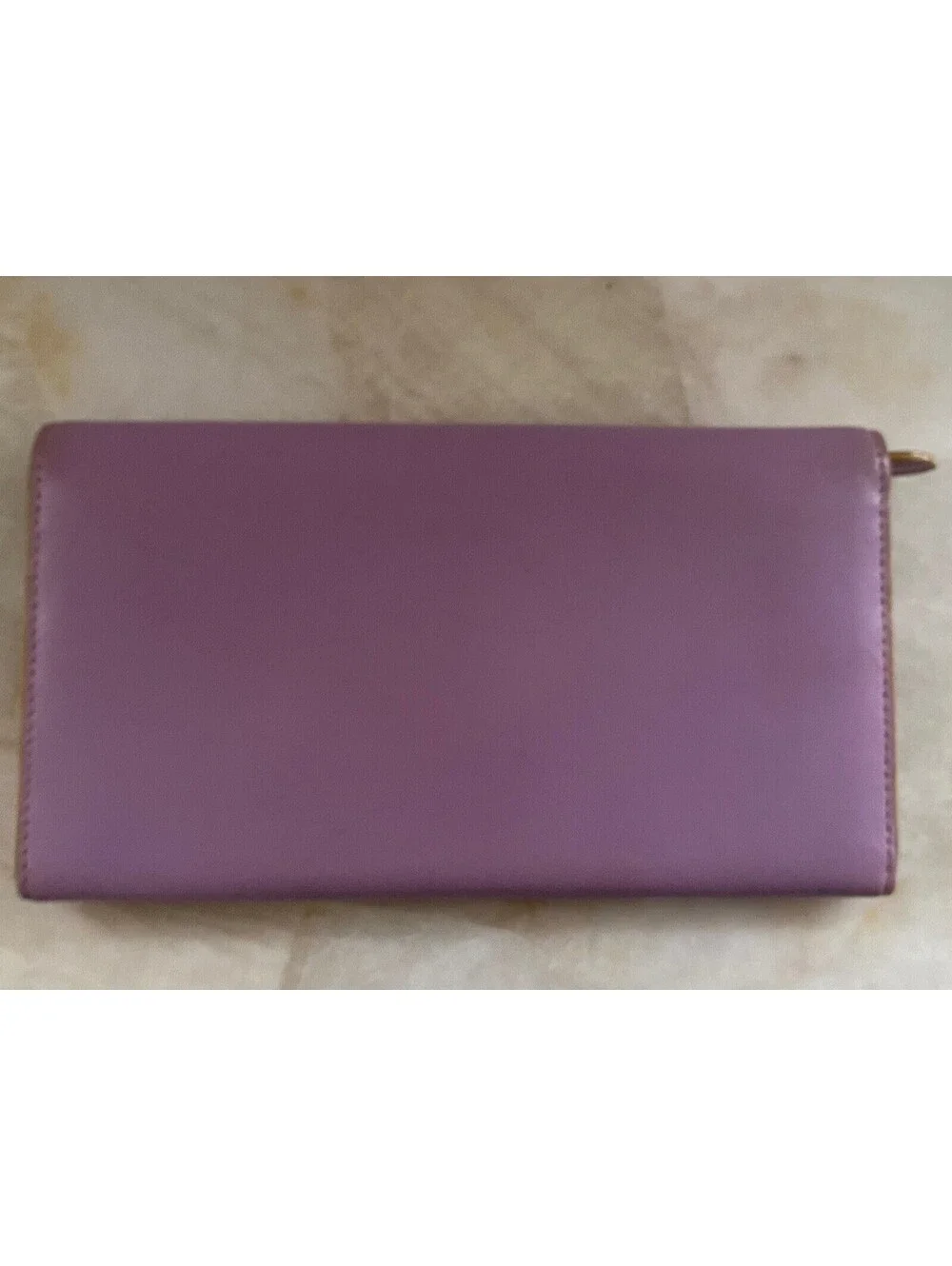 Lodis RFID Leather Lavender Wallet Beige Accent Snap Closure Zip Compartment